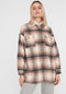 NOISY MAY NMFLANNY L/S LONG SHACKET - Oversized flanel blouse - Wit en roze print - Maat XS