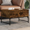 vidaXL - Salontafel - 70x50x40 - cm - bewerkt - hout - en - metaal - gerookt - eiken
