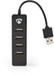 Nedis UHUBU2420BK - USB-hub 4-poorts - Compact en bus powered - Zwart