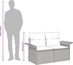 vidaXL - 2-Zits - Tuinbank - met - Kussens - Beige - Poly - Rattan