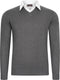 Cappuccino Italia Mock Pullover - Heren Trui met Overhemdkraag - Grijs - Maat XL