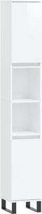 vidaXL - Badkamerkast - 30x30x190 - cm - bewerkt - hout - hoogglans - wit