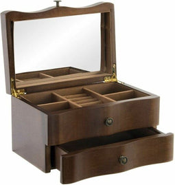 DKD Home Decor - Juwelenkistje - Spiegel Fluweel Hout MDF 20 x 13 x 12 cm - Bruin