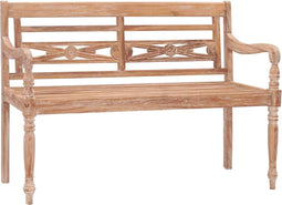 vidaXL - Bankje - Batavia - 120 - cm - massief - teakhout - met - whitewash - afwerking