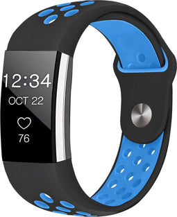 iMoshion Bandje Geschikt voor Fitbit Charge 2 / Blauw - iMoshion Siliconen sport band ronde drukknoop zonder pinnetje - Zwart