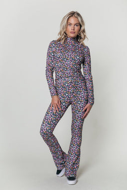 Colourful Rebel Mini Flower Flare Broek - Hoge taille - Stretch - Maat S