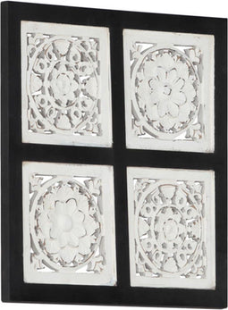 vidaXL - Wandpaneel - handgesneden - 40x40x1,5 - cm - MDF - zwart - en - wit