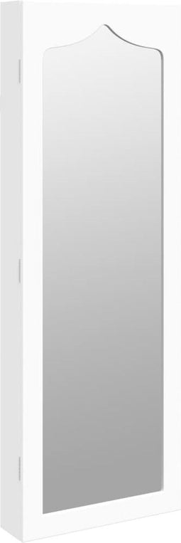 vidaXL - Sieradenkast - met - spiegel - wandgemonteerd - 37,5x10x106 - cm - wit