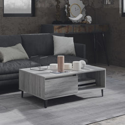 Salontafel 90x60x35 cm bewerkt hout grijs sonoma eikenkleurig