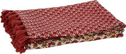 J-Line Plaid/Strand Mat Bloemen Katoen Rood