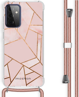 imoshion Hoesje Geschikt voor Samsung Galaxy A72 Hoesje Met Koord - imoshion Design Hoesje met Koord - Goud / Meerkleurig / Roze / Pink Graphic