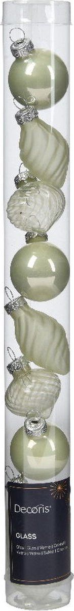 Kerstbal glas d3 cm wit mint 9st I