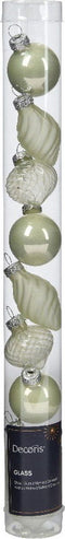 Kerstbal glas d3 cm wit mint 9st I