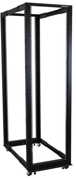 Startech.com 42U - Open-frame serverrekkast - 4 stijlen instelbare diepte met zwenkwielen - Zwart