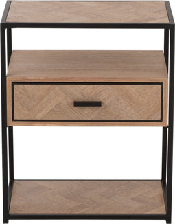 J-Line bijzettafel Zigzag 1 Lade - hout/metaal - naturel/zwart