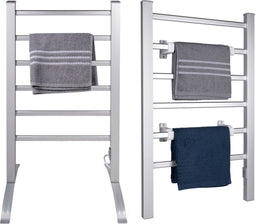 Dirt Devil Elektrische Handdoekradiator - Handdoekrek Badkamer - Wanddroogrek of als Handdoekenrek Vrijstaand - Verwarmd Droogrek IP22 Drupdicht - Wasdroogrek 6 Stangen - Wasrek - Aluminium