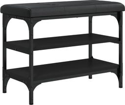 vidaXL - Schoenenbank - 62x32x47 - cm - bewerkt - hout - zwart