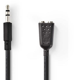 Nedis CAGB22100BK02 - Kabel 3.5mm analoog naar 2x 3.5mm - 20cm - Grijs