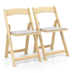 Coast Set van 2 Opvouwbare Eetkamerstoelen - Ergonomische Rugleuning - Natuur (2 stuks)
