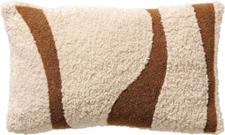 Dutch Decor CARLEE - Kussenhoes 30x50 cm - met teddy krullen in aardetinten - Tofu - wit - met rits