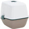 vidaXL - Kattenbak - met - deksel - 58,5x39,5x43 - cm - polypropeen - wit - en - bruin