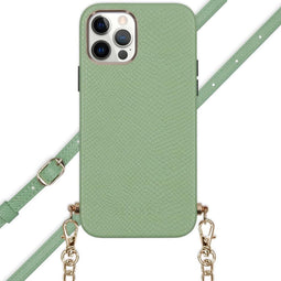Selencia Hoesje Geschikt voor iPhone 12 Pro / 12 Hoesje Met Koord - Selencia Aina Slang Hoesje met koord - Groen