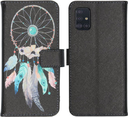 iMoshion Hoesje Geschikt voor Samsung Galaxy A51 Hoesje Met Pasjeshouder - iMoshion Design Softcase Bookcase - Zwart / Meerkleurig / Dreamcatcher