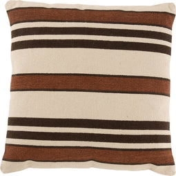 J-Line Kussen Vierkant Streep Katoen Beige/Bruin/Zwart