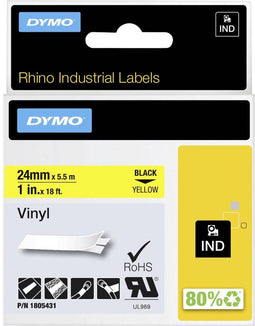 DYMO Rhino - Vinyl Labels - 24 mm x 5,5 m - zwart op geel