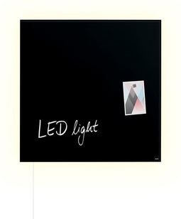 Sigel glasmagneetbord - Artverum - LED - 48x48cm - zwart - SI-GL400