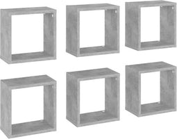vidaXL - Wandschappen - kubus - 6 - st - 26x15x26 - cm - betongrijs