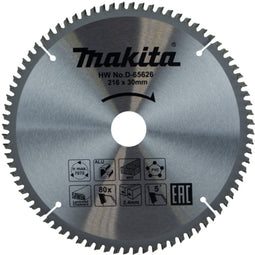Makita D-65626 - Afkortzaagblad - 80-tands TCG-vertanding - Diameter 216 mm - Asgat 30 mm