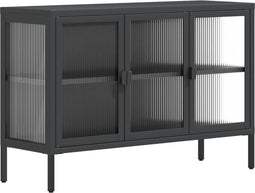 vidaXL - Dressoir - 105x35x70 - cm - glas - en - staal - zwart