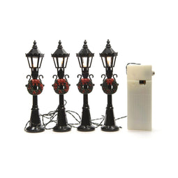 4 stuks kerstdorp straatlantaarn met verlichting