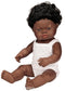Miniland Babypop Afrikaans Meisje 38cm - ruikt naar vanille- met hemdje en broekje in broderiestofje