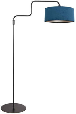 Steinhauer Bloeba 4169ZW - Vloerlamp - Verstelbare hoogte 150-165 cm - Blauwe velours kap Ø40 cm