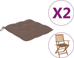 vidaXL - Stoelkussens - 2 - st - 40x40x7 - cm - oxford - stof - taupe