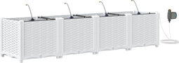 vidaXL - Tuinplanters - met - Waterirrigatiesysteem - - - 4 - stuks - - - Wit