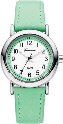 Garonne KV31Q467 - Kinderhorloge 27 mm - Spatwaterdicht - Zilverkleurig-mintgroen