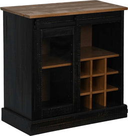 vidaXL - Dressoir - HALDEN - met - schuifdeur - 80x40x80 - cm - massief - hout - zwart