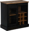 vidaXL - Dressoir - HALDEN - met - schuifdeur - 80x40x80 - cm - massief - hout - zwart