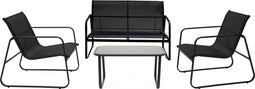 Infinity Goods Tuinset - Loungeset - 4 Persoons - Glazen blad - Antraciet/Zwart