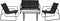 Infinity Goods Tuinset - Loungeset - 4 Persoons - Glazen blad - Antraciet/Zwart