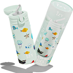 IZY Drinkfles Kinderen x Groen - Drinkfles met Rietje - Waterfles - Thermosfles 350 ml - BPA-vrij