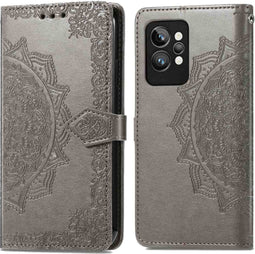 iMoshion Hoesje Geschikt voor Realme GT2 Pro Hoesje Met Pasjeshouder - iMoshion Mandala Bookcase - Grijs