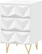 Eugad Nachtkastje - 3 Lades - Modern 3D Design - Wit met Goud
