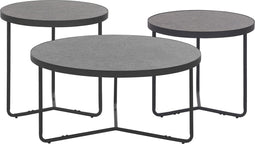 Salontafel set van 3 betonlook met zwart MELODY