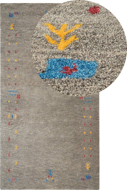 SEYMEN - Modern vloerkleed - Grijs - 80 x 150 cm - Wol