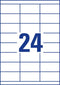 Avery Zweckform 3664, Universele etiketten, Ultragrip, wit, 100 vel, 24 per vel, 70 x 33,8 mm