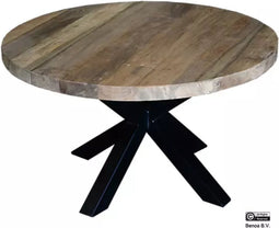 Salontafel Mika Rond geborsteld teak 80 cm